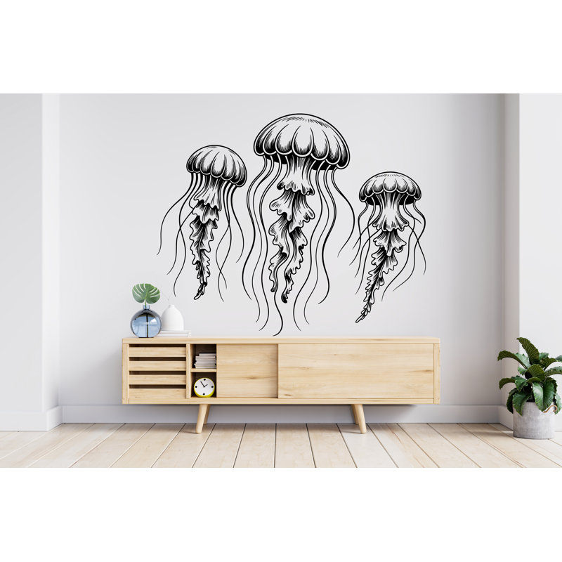 Adhésif décoratif méduse, méduse moderne, autocollants muraux, décor de salle de bain méduse, méduse pièce murale méduse Home Decor 791RS