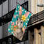 Joli drapeau floral lapin, pour intérieur et extérieur, L 70 x l 47