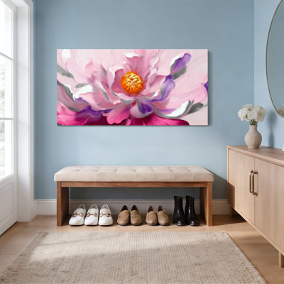Fleur de pivoine rose, reproduction d'art sur toile tendue pour salon