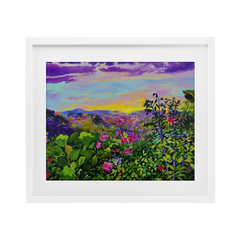Impression encadrée sous verre Highland Flora Overmir, conception par Lee Ann Zirbes, H 13 po x l 16 po, Cadre blanc côtier