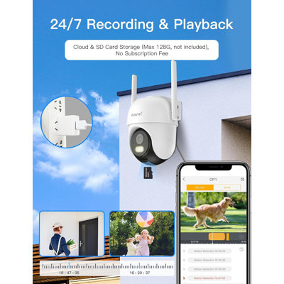 ARENTI Outdoor Security Camera, 4MP Home Surveillance WiFi Camera, Plug-in, Pan/Tilt, 2.4G/5GHz Dual Bands, Color Night Vision, Sound/Light Alarm, AI Human Filtering