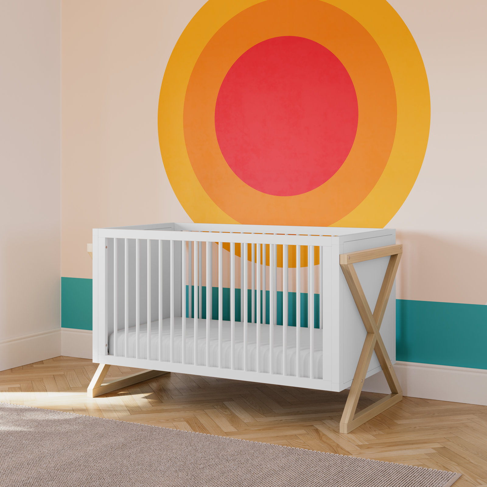 Equinox 3-in-1 Convertible Crib, White/Driftwood