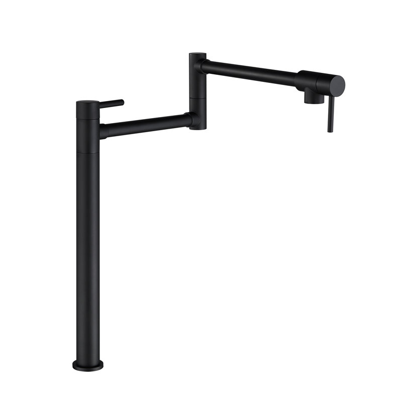 Matte Black Pot Filler Faucet With Extension - Brass, 360 Rotation And Foldable, Double Handles For Smooth Water Flow, Surface Layer To Corrosion Oxidation Corrosion Coating