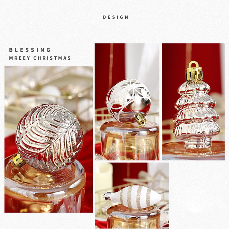 Ensemble de 100 décorations de Noël incassables avec étoile en forme d'arbre - Boules et décorations suspendues assorties