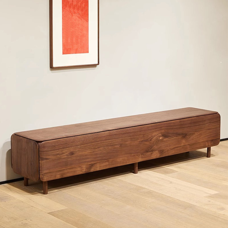 Meuble télé moderne et simple en noyer noir, 70.87"