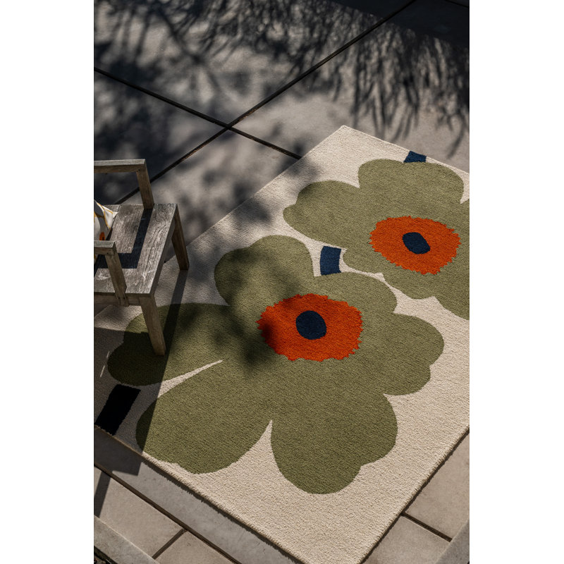 Unikko Anniversary Honey | 433001, Rectangle 4'7" x 6'7", Dusty Green