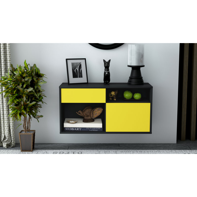 Halbrook Unfinished Floating TV Stand, Yellow