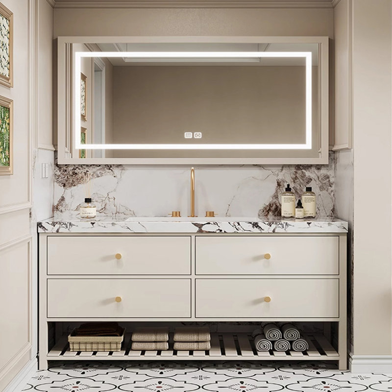 Modern fashion simple bathroom cabinet, Beige, 33.5" H x 63" W x 21.7" D