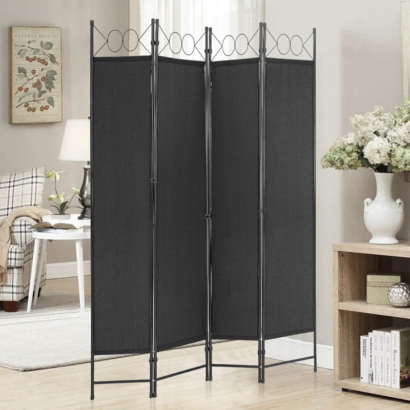 Cloison pliante 4 panneaux, cloison d'intimité pour chambre à coucher, salon, bureau et espaces partagés Aithan l 65 po x H 68 po