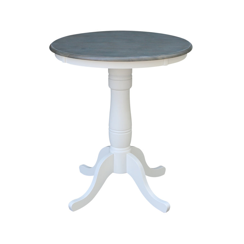 Mosteller Solid Wood Dining Table, 36" H x 30" W x 30" D, White/Heather Gray