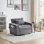 Canapé-lit polyvalent pliable à 3 longueurs, lit escamotable moderne en velours avec dossier réglable, port USB, cendrier et support pour téléphone pivotant-2033379384