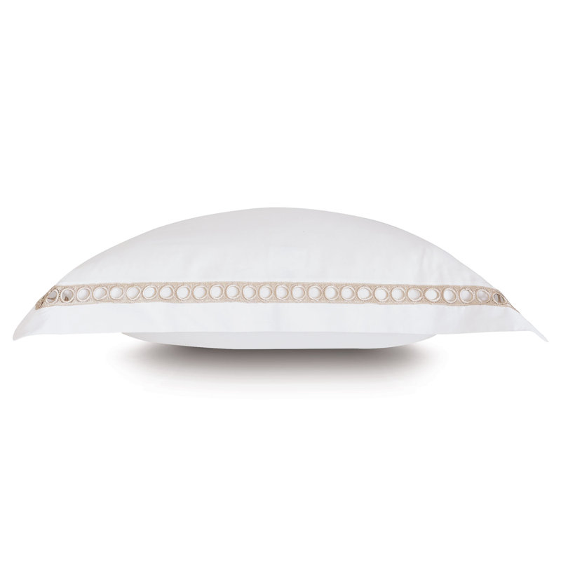 Celine Cotton Pillow Sham, Euro, White/Champagne