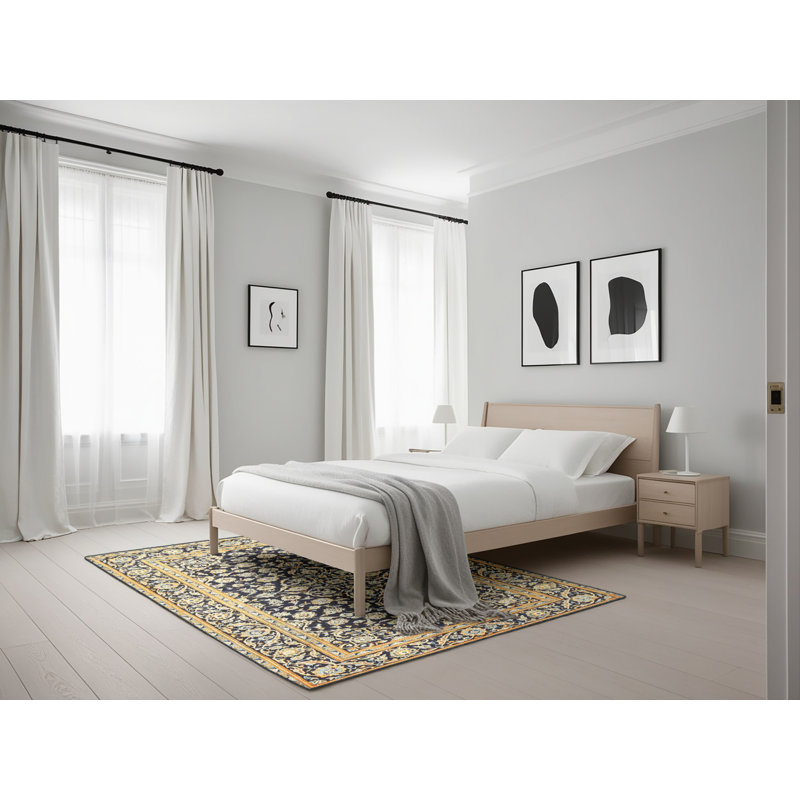 Tapis traditionnel noir / beige Deontae, Rectangle 5 pi x 7 pi