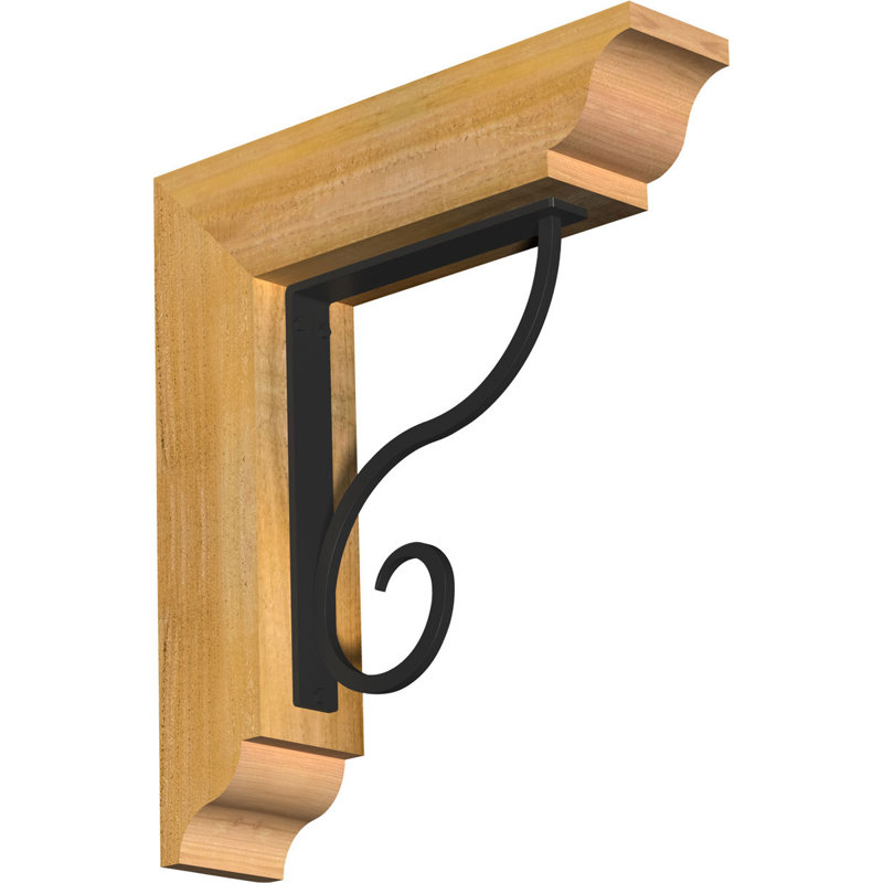 Support simple en fer 4 po Ashford, H 20 po x P 18 po, Cèdre rouge de l'Ouest l 4 po x T 4 po (sciage br