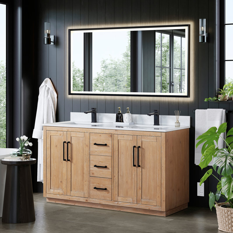 Meuble-lavabo double 60 po avec miroir Cicero