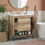 Meuble-lavabo 30 po à grain de bois avec lavabo en céramique, tiroir et tablette ouverte