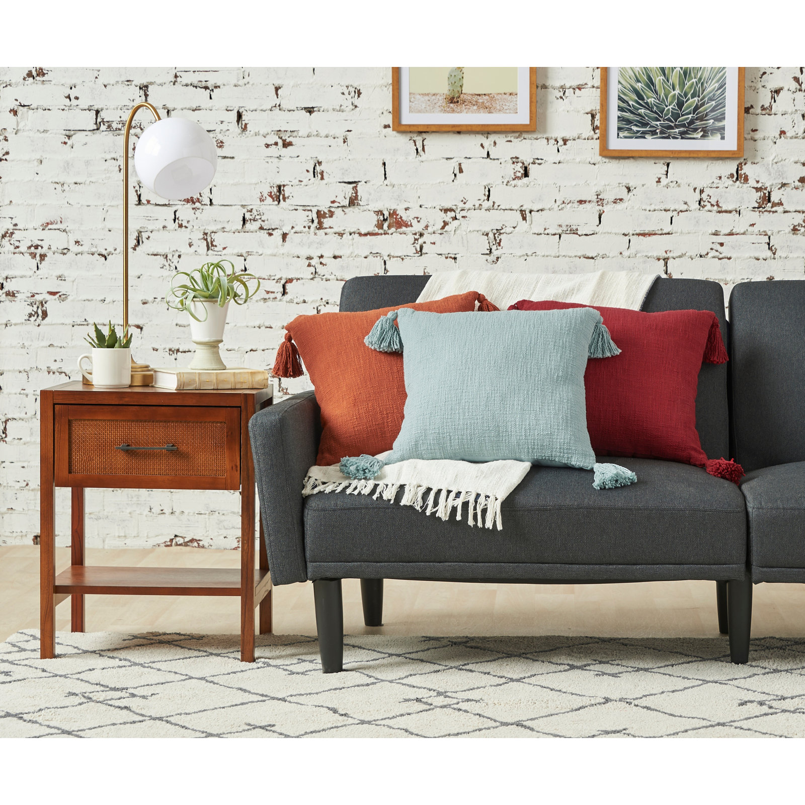 Rachel Cotton Throw Pillow Cover & Insert, Rust