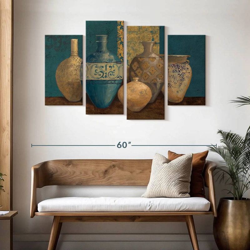 Senne Aegean Vessels On Turquoise, H 32 po x l 52 po