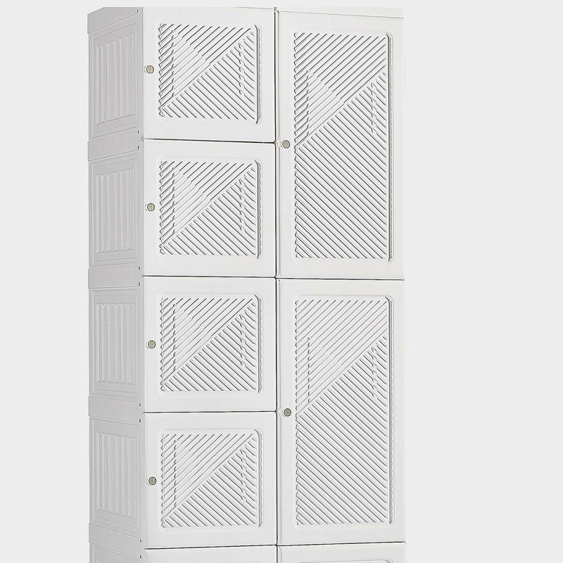 Garde-robe portable, armoire de chambre pliante, organisateur de rangement de vêtements avec 8 compartiments cubes, tringle, portes magnétiques
