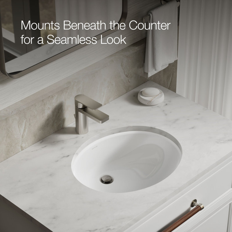 Caxton White Vistreous China Oval Undermount Bathroom Sink