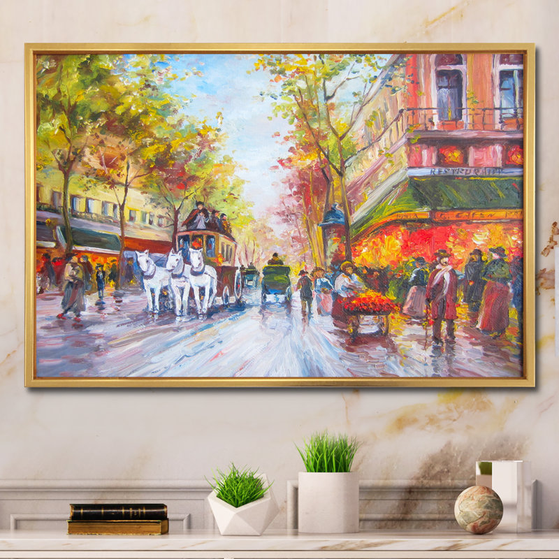Paris - reproduction de cadre flottant sur toile, H 12 po x l 20 po x P 1 po, Cadre flottant doré