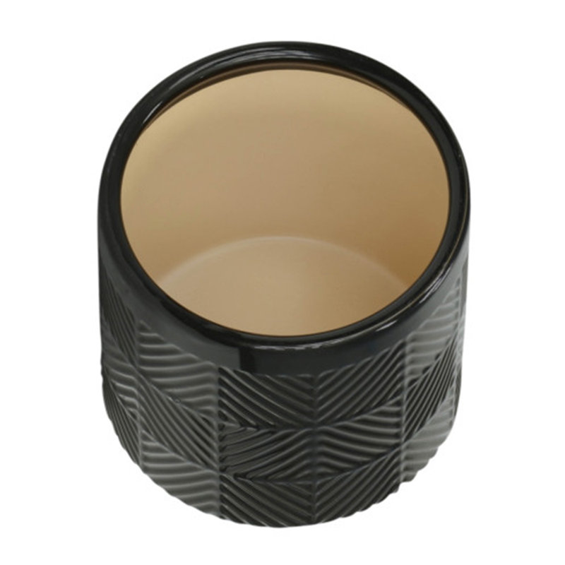 Black Textured Ceramic Planter