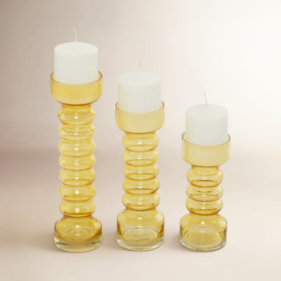 Starlet 3-Piece Glass Candlestick Set