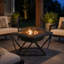 Teamson 60cm Wood Burning Fire Pit with Spark Screen, Fire Poker, Cooking Grate, Square Steel Fire Bowl for Patio & Garden