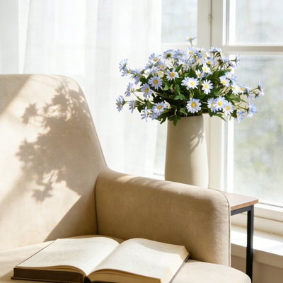 3 pièces de fleurs de marguerite artificielle, pour un arrangement de bouquet de fausses marguerites, pour un jardin d'été, un jardin, un porche, une fenêtre, une jardinière, une porte de jardin, une porte d'entrée, un patio et un balcon
