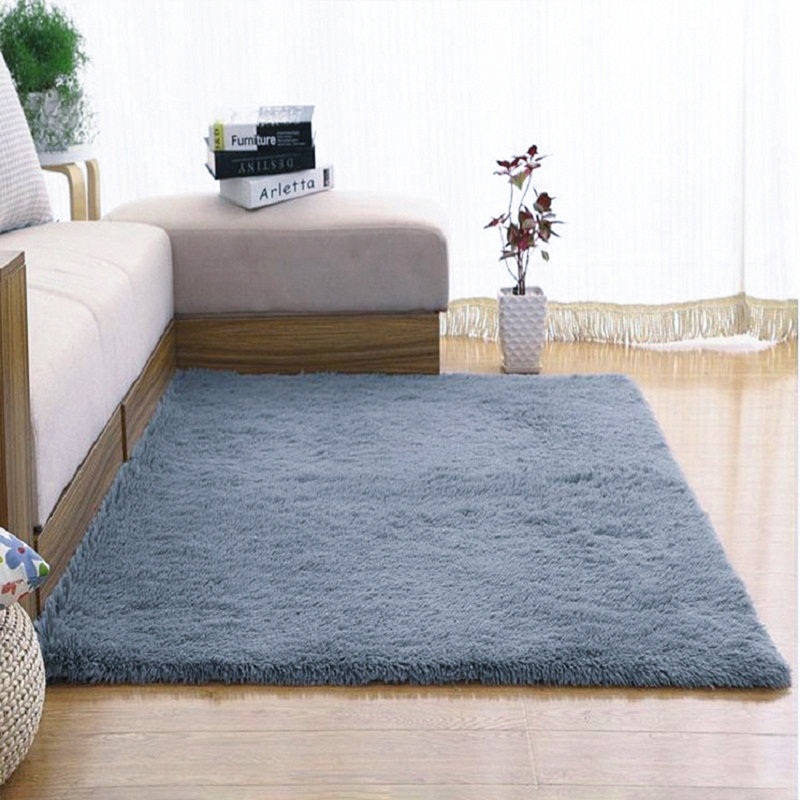Harry Solid Colour Faux Fur Hand Woven Shag Area Rug, Rectangle 90 x 160cm
