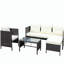 Mobilier d'extérieur: Canapé modulaire avec coussins beige attrayant et table basse hypnotisant en verre