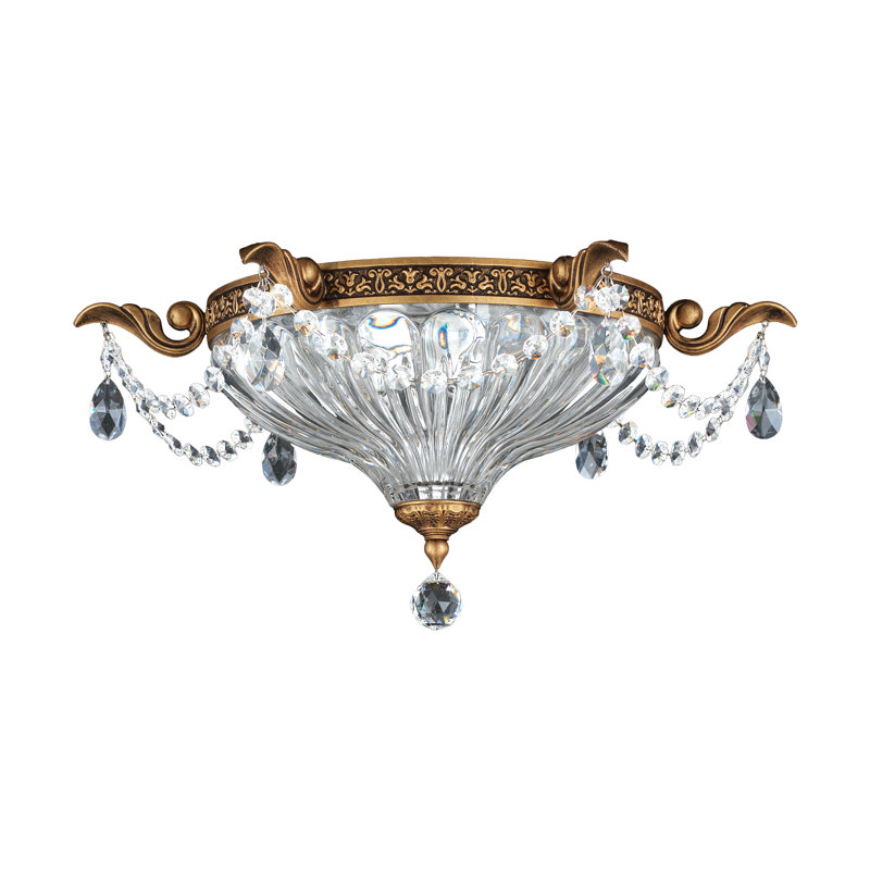 Milano Flush Mount, Optic Clear, Parchment Gold, 16.5"