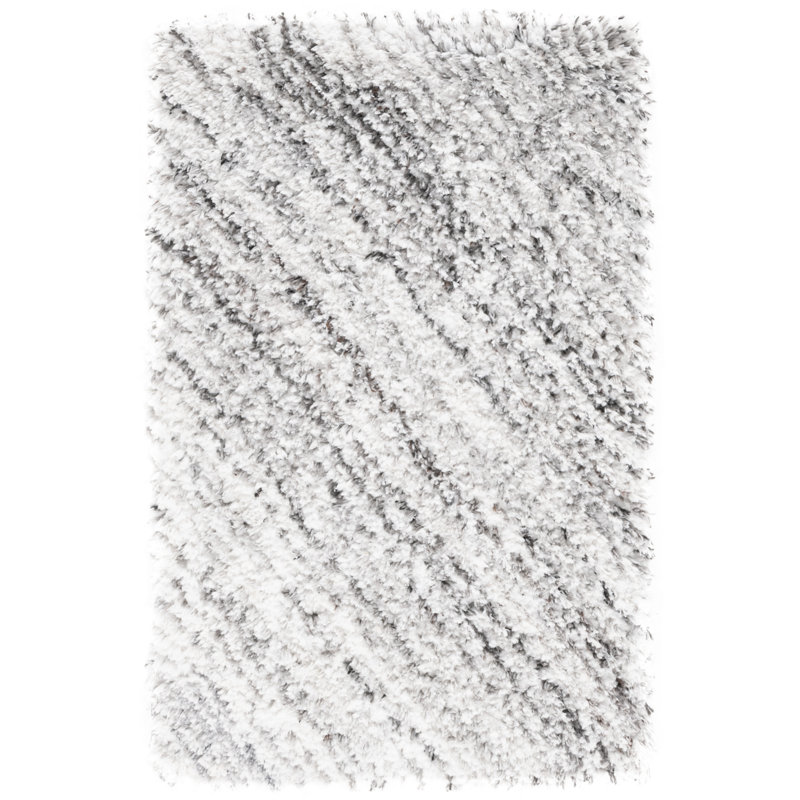 Tapis à motif abstrait tissé à la main en polyester ivoire / gris Kries, Tapis de couloir 2 pi 3 po x 8 pi