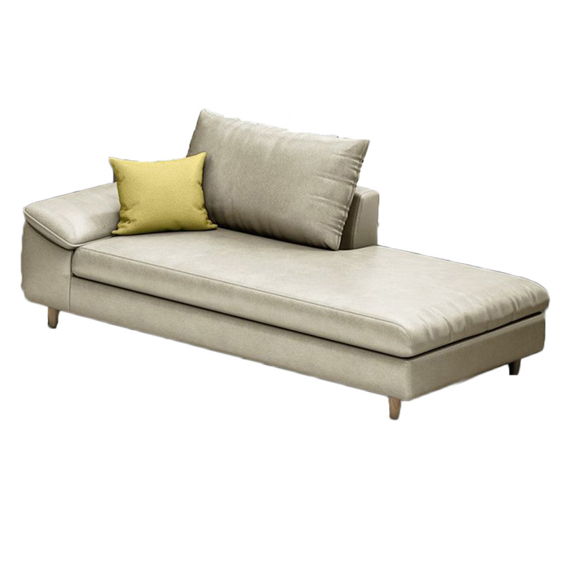 Méridiennes intérieures douces et simples, Leathaire kaki, Chaise longue à accoudoir gauche