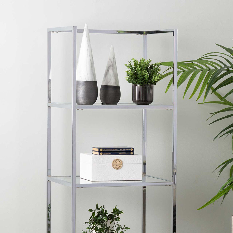Adrio Book Shelf for Study Room Furniture, Metal Ladder with Chrome Finish, 152cm H x 53cm W x 44cm D