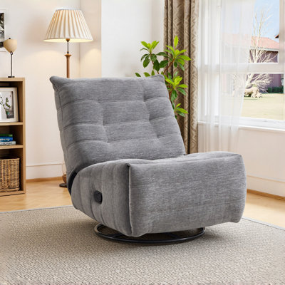 33.1" Wide Modern Comfortable Chenille Swivel and Glider Manual Recliner