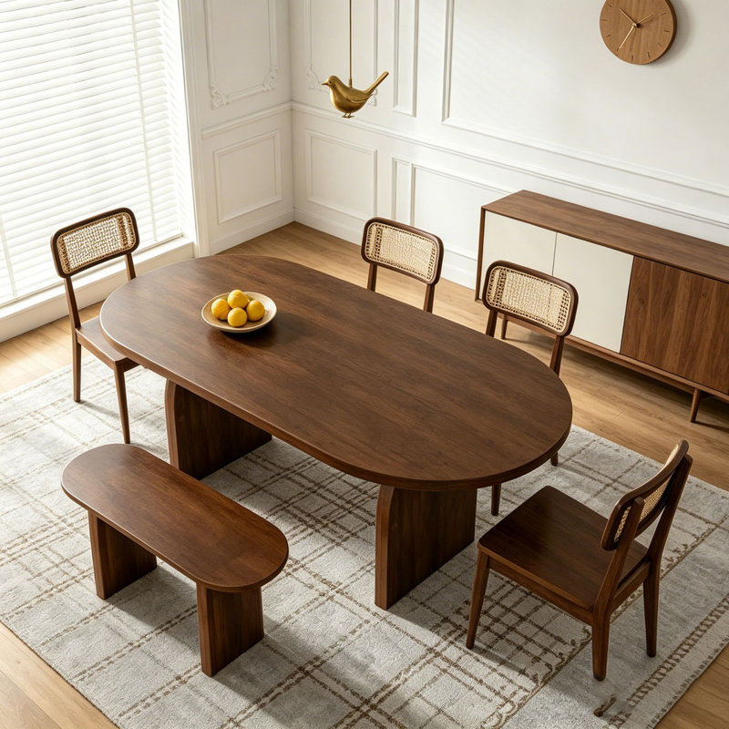Ensemble de table de salle à manger 6 pièces, Brun