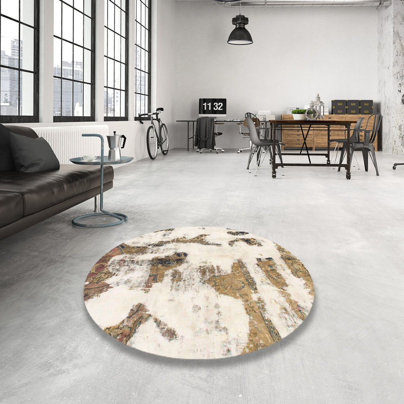 Tapis 100% abstrait 1035 lavable à la machine, Rond 8 pi