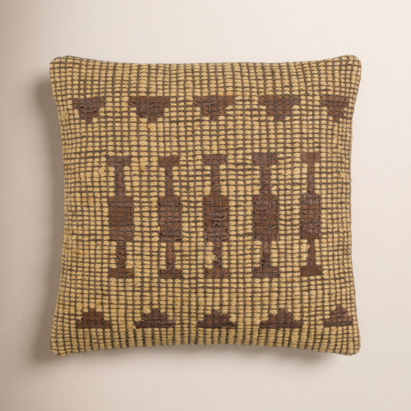 Twareg Geometric Jute Reversible Pillow Cover, 22"H x 22"W
