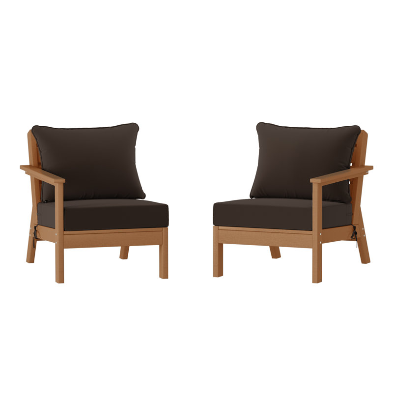 Ensemble de sièges profonds avec coussins, Teak, Brown