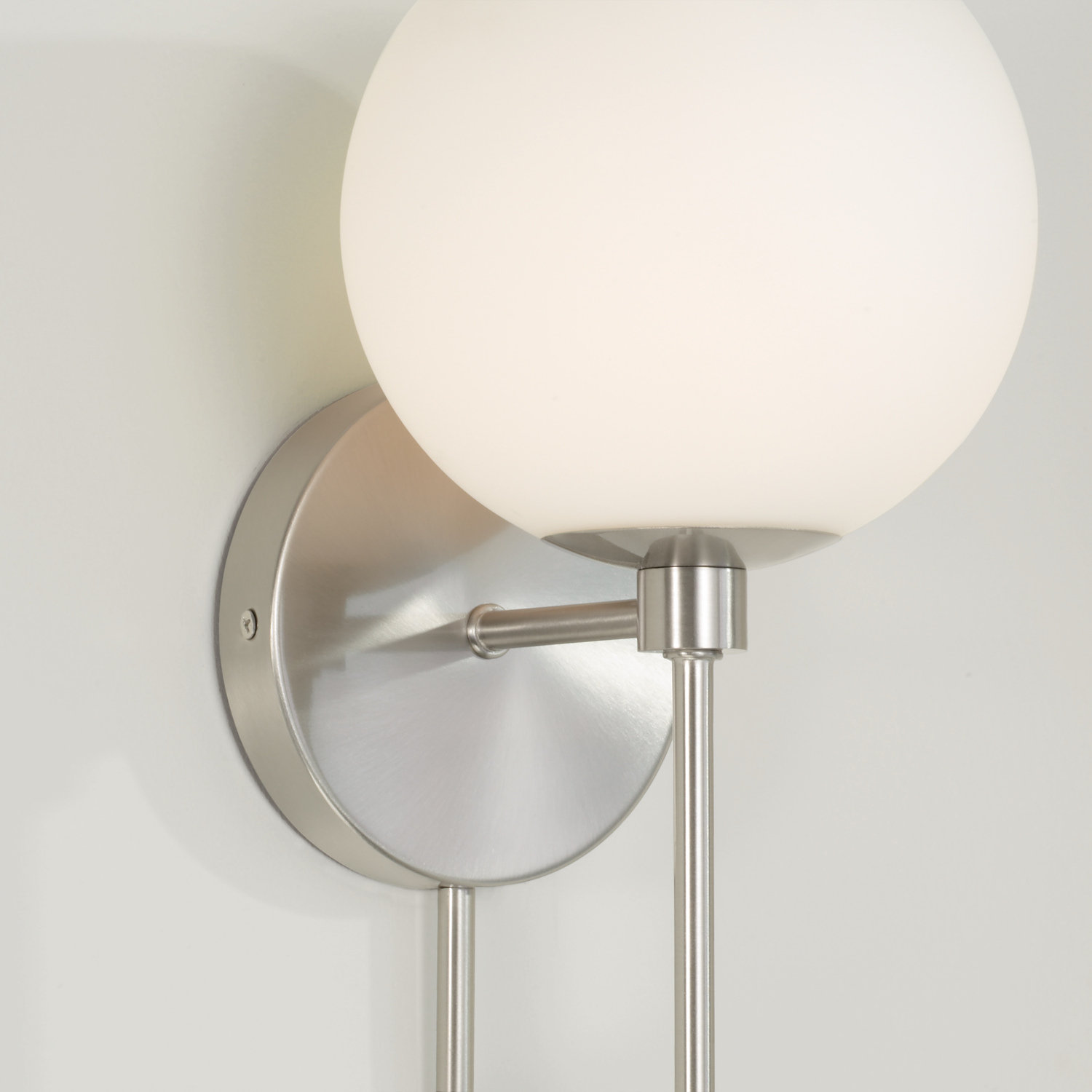 Ansley Single Light Glass Dimmable Armed Sconce, Brushed Nickel