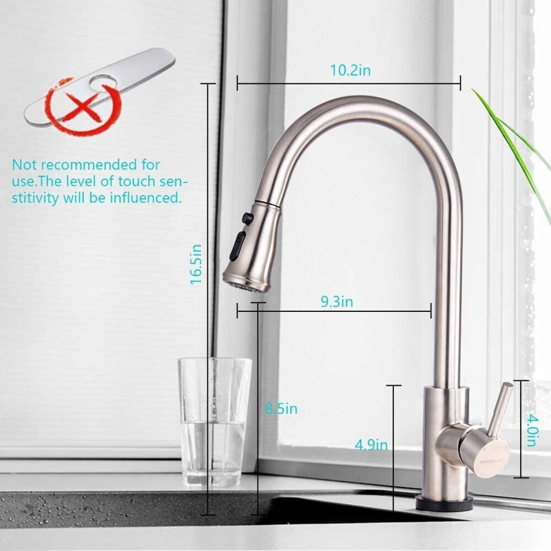 Robinet de cuisine rétractable à poignée simple avec accessoires