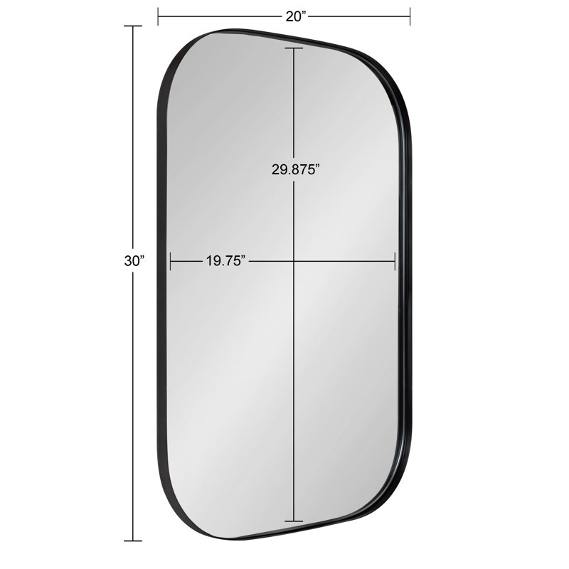 Slade Metal Flat Mirror, 30" x 20", Black