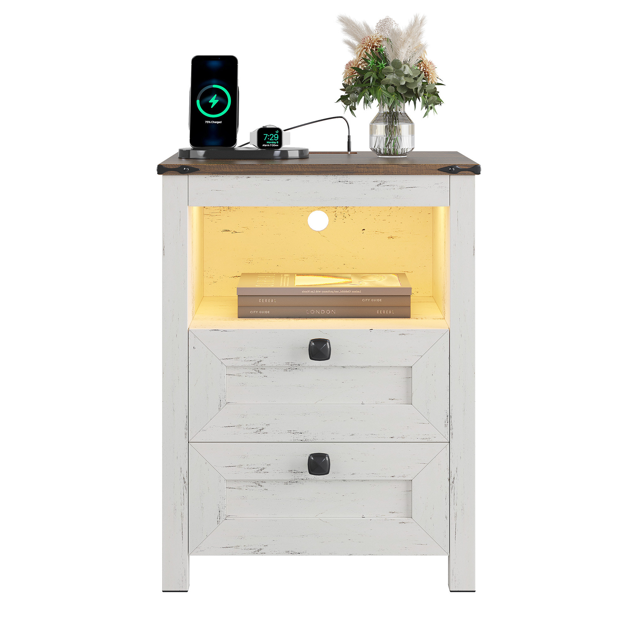 Wrought Studio™ Led Nightstand With Outlet and USB Port & Reviews | Wayfair