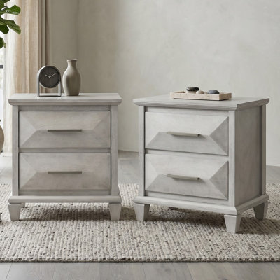 Claypoole 23” H Transitional White Solid Wood 2 Drawer Nightstand
