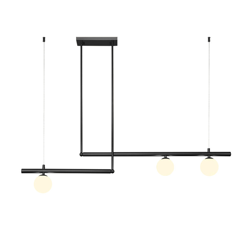 3 - Light Kitchen Island Linear Pendant, Black