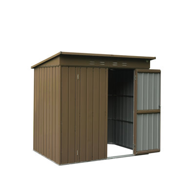 Remise extérieure 6 x 4 pi - Rangement en métal imperméable avec toit incliné, évent de ventilation, double porte verrouillable pour jardin en métal, porte, imperméable, ventilation, cour et