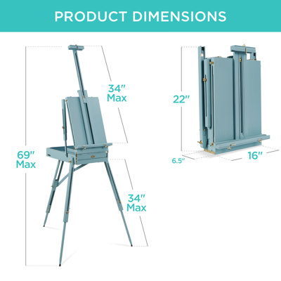 Best Choice Products French Easel, 32pc Beginners Kit Portable Wooden Adjustable Tripod  w/ Paint Supplies