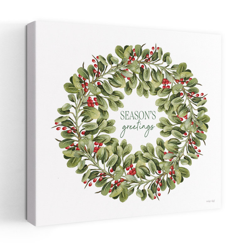 «Season's Greetings Wreath», art contemporain typographique, H 18 po x l 18 po