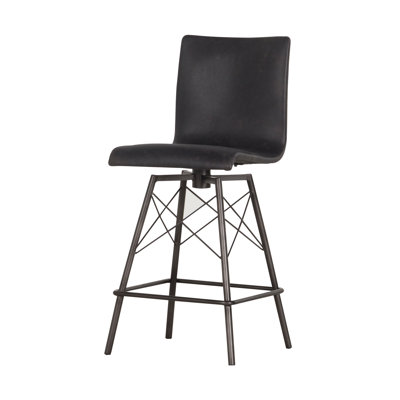 Diaw Swivel Upholstered Stool with Metal Frame